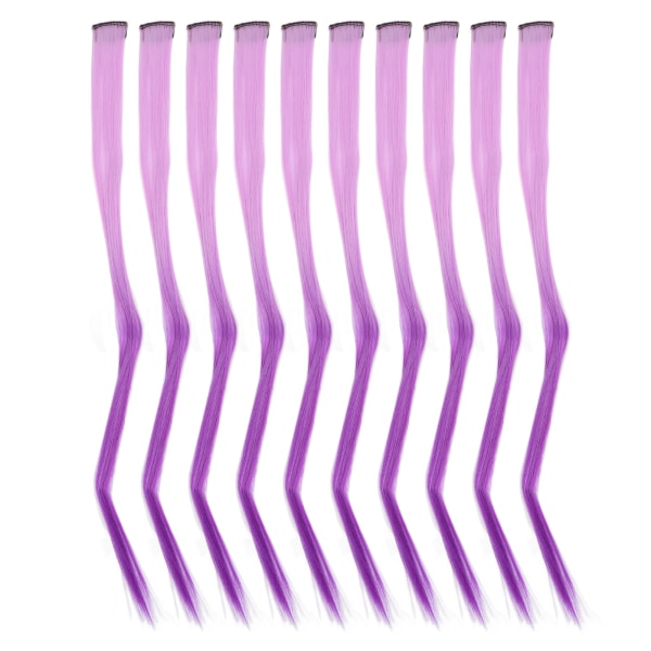 10 stk Høydepunkter Hårpynt Lang Rett Gradient Utsøkt Stilig Hairpiece Clip for Cosplay Events Halloween Fester Gradient Lilla