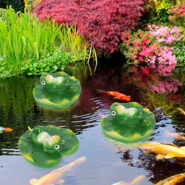 Simulert kunstig flytende vannlilje blad frosk amimal dam fisketank dekorasjon