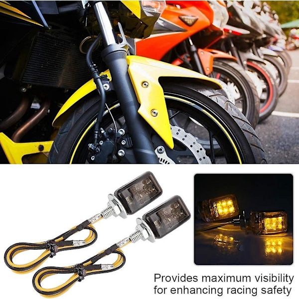 4 st Universal Motorcykel Mini LED Blinkers Auto Tillbehör, Svart,