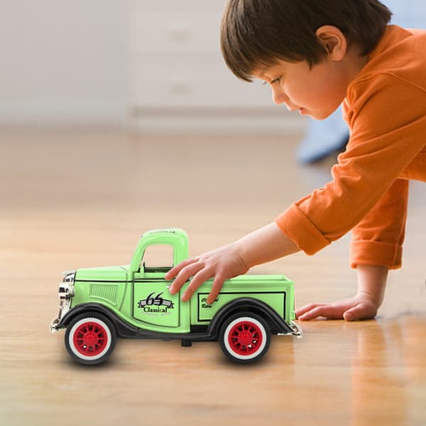 Legering Træk Tilbage Bil Legetøj Pickup Truck Model Støbt Legetøj Lyd Lys Bil Køretøj Legetøj (Grøn)