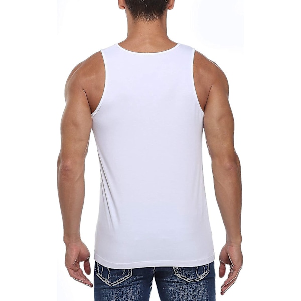 Bambus Rayon Herre Strækbar Rund Hals Tank Top XXL 3 Pak Hvid