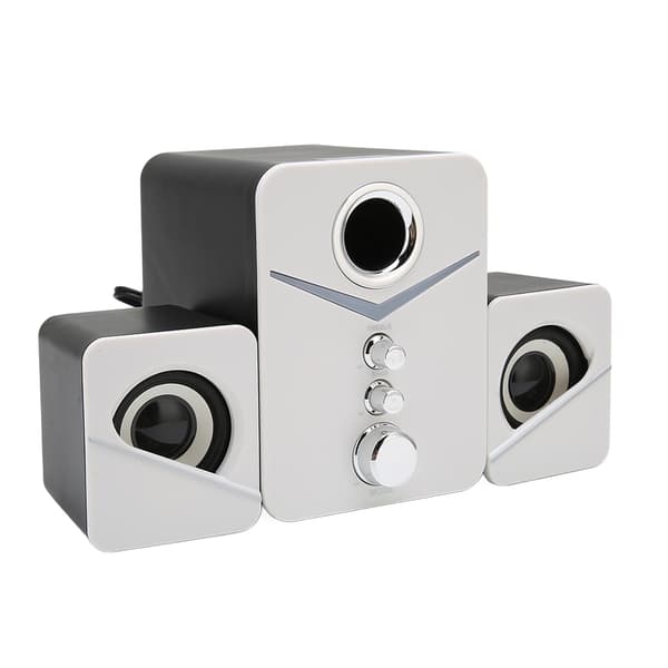 D-221 Bluetooth computerhøjttaler dyb bas 2.1-kanals mini-bordhøjttaler til bryllupsfest hvid