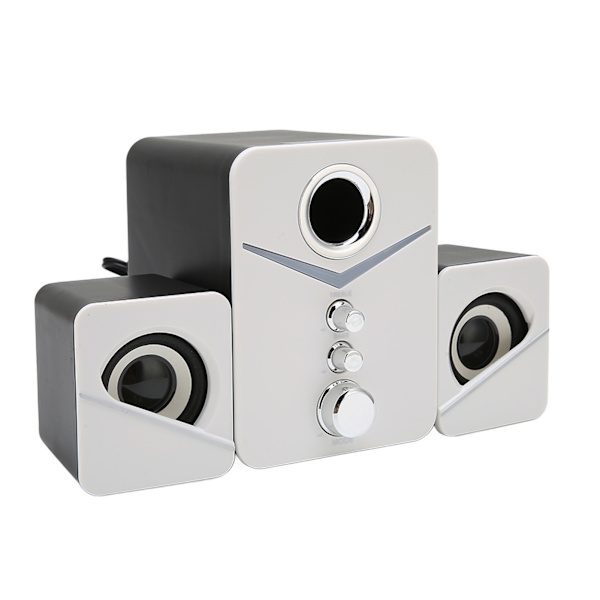 D-221 Bluetooth-högtalare för datorer med djup bas, 2.1-kanals minihögtalare för stationära datorer, bröllopsfest, vit