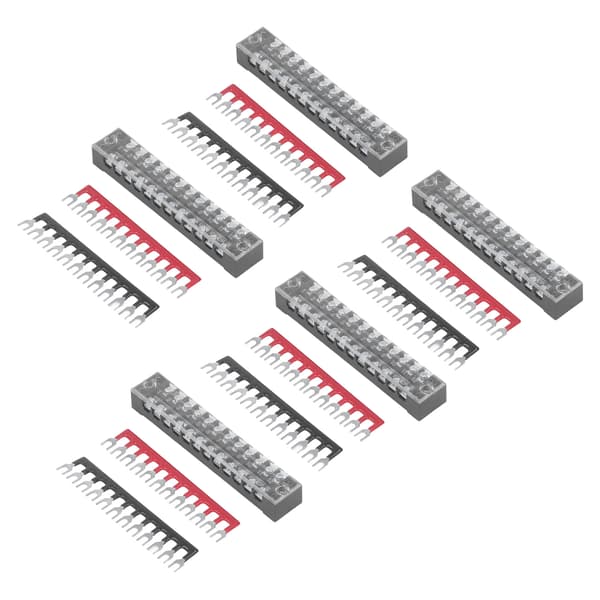 5-pack 12-positioners strömplintkontakt med bygelplintset 15A 600V