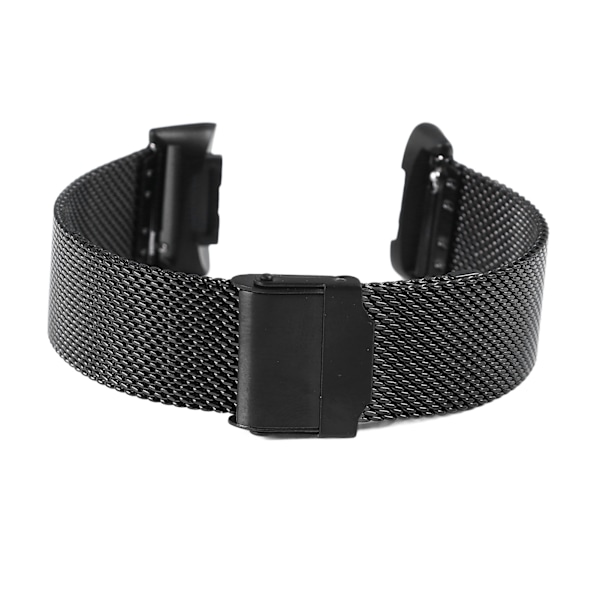 Klocka i metallnät armband Smartwatch justerbar rostfritt stål vattentät ersättningsrem för Fitbit svart