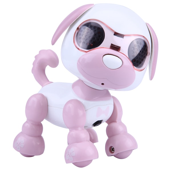 Robot Hunde Kæledyr Legetøj Smart Kids Interactive Walking Sound Hvalpe LED Record Uddannelsesgave (Pink)