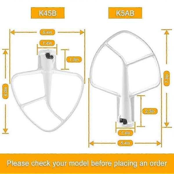 K5AB K5SS Køkkenmixer Hjælpebelagt Flad Pisker, Erstatning kompatibel med KitchenAid Mixer W10807813,9707670