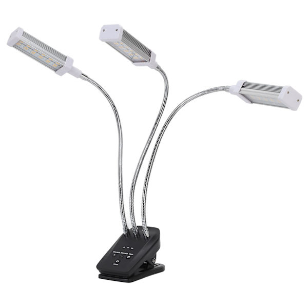 LED-kasvilamppu 3 päätä 360° säädettävä ajoitettu kasvilamppu kasvihuonetoimistoon 100-240V hopea EU-pistoke