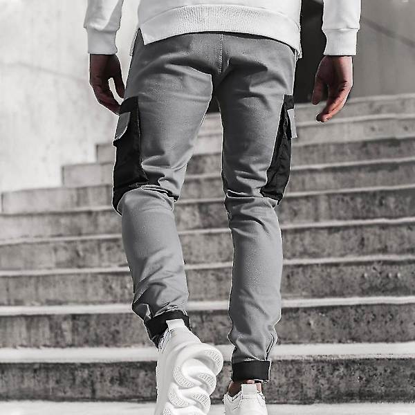 Miehet Slim Fit Cargo Jogger -housut harmaana 3XL