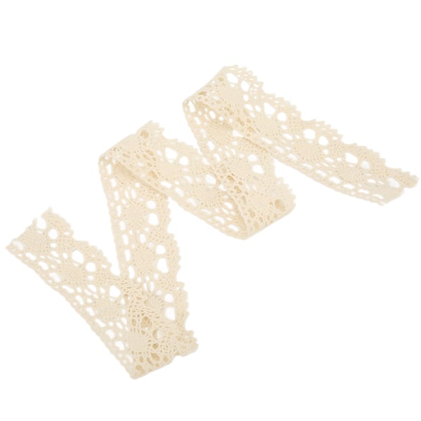 Spetsband DIY Bomulls Nät 4cm Bredd 10 Yards Utsökt Tyg Spets Trim för Gardin Kläder Bordsduk Present DekorationBeige