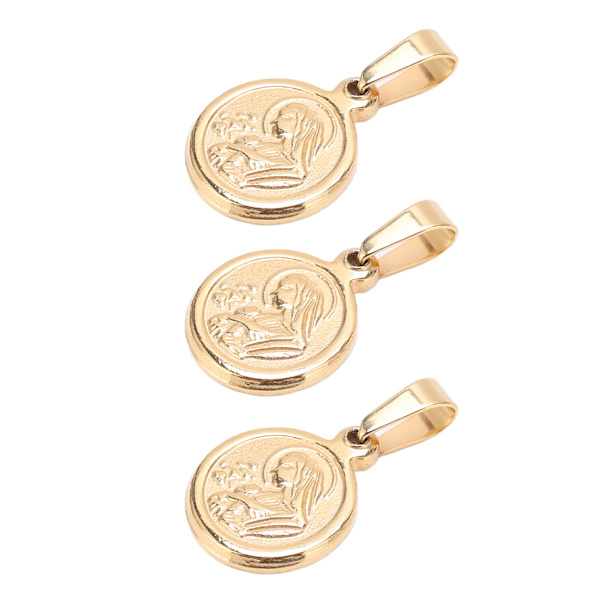 3PCS Mini Reliefs Jomfru Maria Anheng Avtakbar Rustfritt Stål Jomfru Maria Halskjede Jomfru Anheng for Religiøs GaveRF22-SP22
