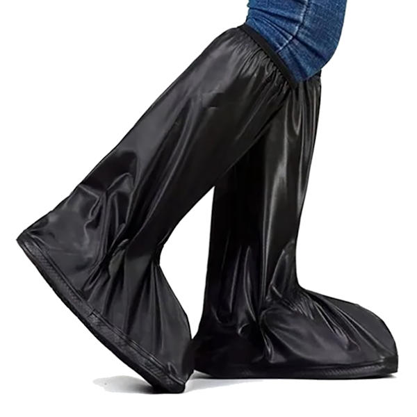 PVC Regnstövlar Överdrag Vattentät Lätt Antislip Höga Galoscher Svart 40cm Mid Calf
