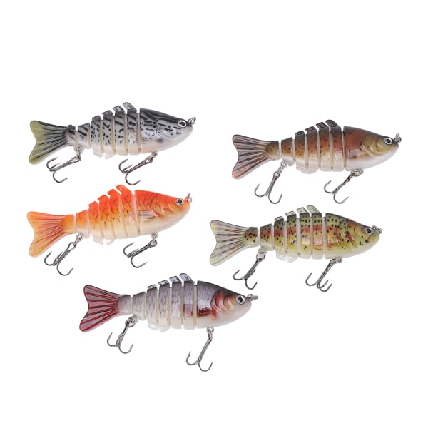 5 kpl 6-osainen kalastusuistin multi Swimbait multi kova syötti 2 koukulla