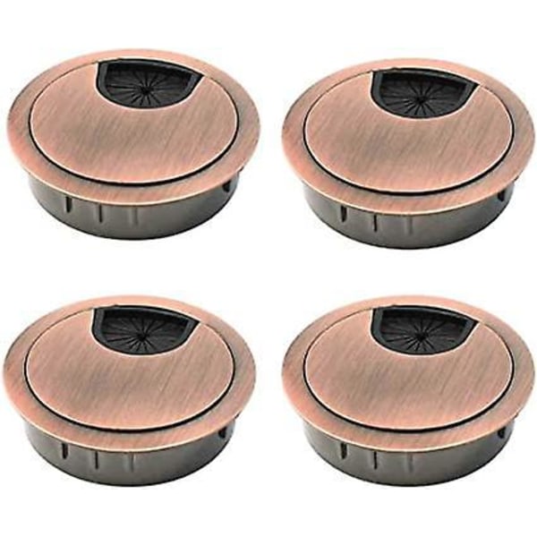 4 stk. Kabelgennemføring til skrivebord Bordgennemføring Zinklegering Diameter 50 mm