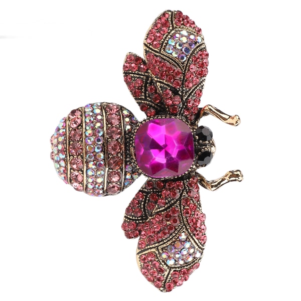 Brosch Smycken Retro Bee Form Legering Attraktiv dekorativ Strass Nål prydnad för kappa Kostym Rose Red