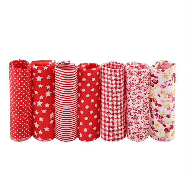7 st 25*25 cm bomullstyg DIY blandade rutor förskurna sängkläder kvartspaket (röd)