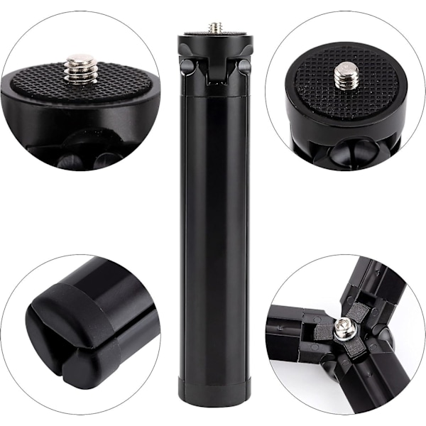 Smartphone Tripod Aluminiumlegering Mini Tripod med 1/4 Skruegevind til Digitalkamera Telefon Gimbal Stabilisator Sort