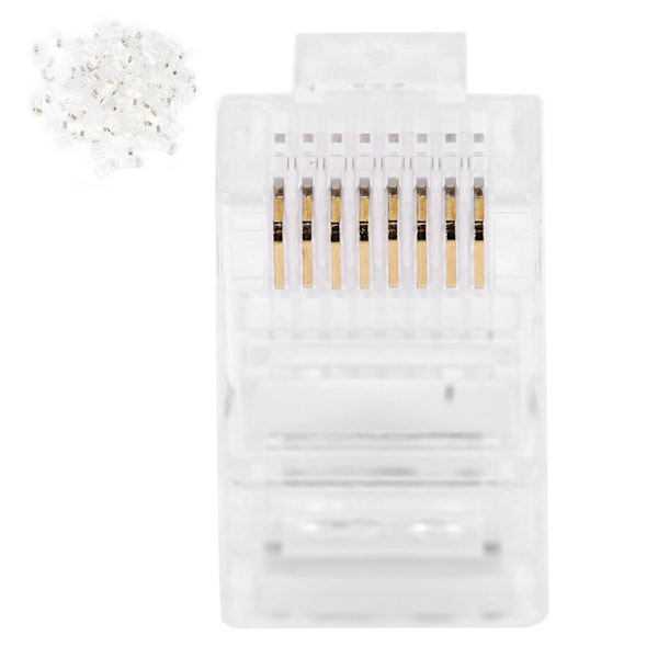 100 stk RJ45 Cat5E modulære uskjermede gullbelagte nettverkskabelkontakter for spilldatamaskiner Ruter