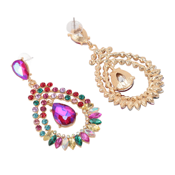 Vanndråpe Rhinestone Hengeøredobber Elegant Legering Glitrende Rhinestone Dangle Øredobber for Bryllup Midten KC Gull
