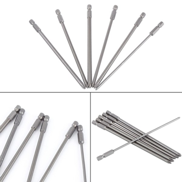 S2 stål 1/4" skaft magnetisk skrutrekkerbitsett (6 stk)
