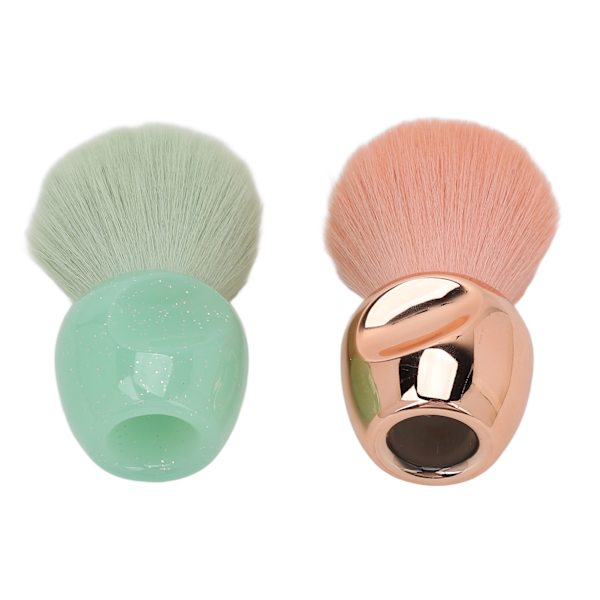 2 stk håndholdt makeup børste Blødt blødt hår Kosmetisk skønhedsbørste til løs pulverblusher Rose Gold Lysegrøn