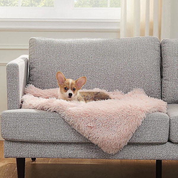 Kæledyrstilbehør: Pink M Dobbeltlags lang plys holde varm pude til små mellemstore hunde og katte