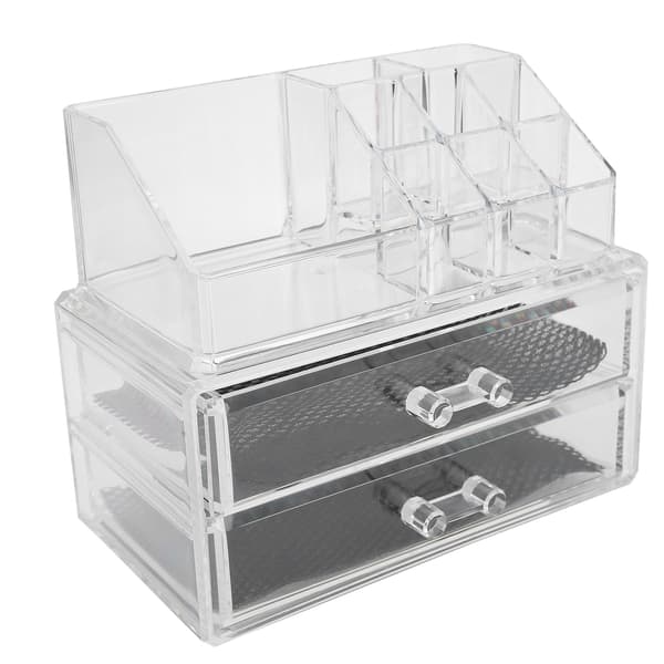 Gennemsigtig makeup-opbevaringsboks sæt todelt boks smykker læbestift organizer displayholder