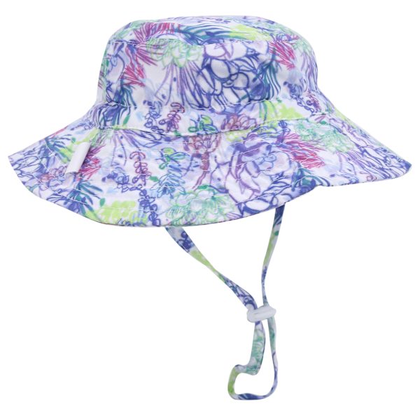 Justerbar strandhatt solhatt unisex baby pojke flicka utomhus barn solhatt lila blomma M