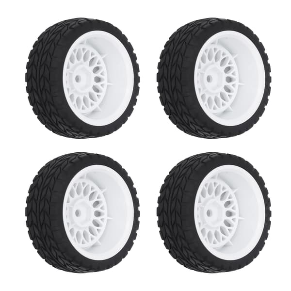 4 st RC-hjul Däck Gummidäck Plasthjul Fälg Bättre Grepp Stabil 1/10 Gummihjul Däck för 1/10 RC Racingbil Vit