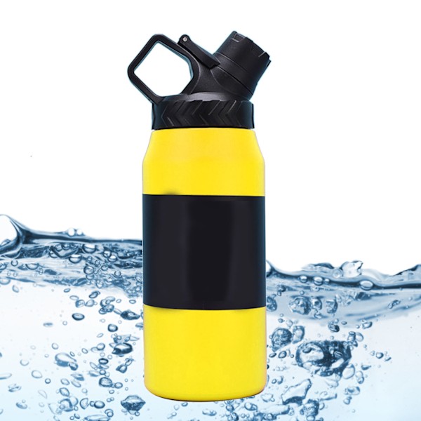 Rustfrit Vakuum Isolering Flaske Stilful Innovativ Høj Kapacitet Lækagesikker Sports Vandflaske til Udendørs Sport Bilrejse 750ml Gul
