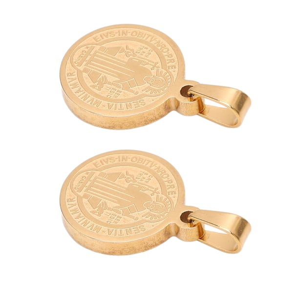2 stk. St. Benedikt-medaljer i rustfritt stål, allergivennlig, dekorativ St. Benedikt-medaljong for beskyttelse