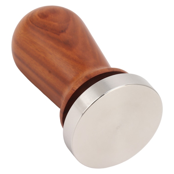 Kaffetamper med platt bas i rostfritt stål och trähandtag, kaffepulverpress, tampningsverktyg, 53 mm / 2,1 tum
