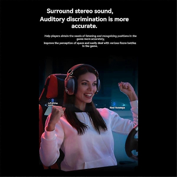 Onikuma B2 Bluetooth 5.3 Gaming Headset, 2.4GHz USB Gaming Hörlurar med Mikrofon, Ergonomiska Trådlösa Hörlurar Svart
