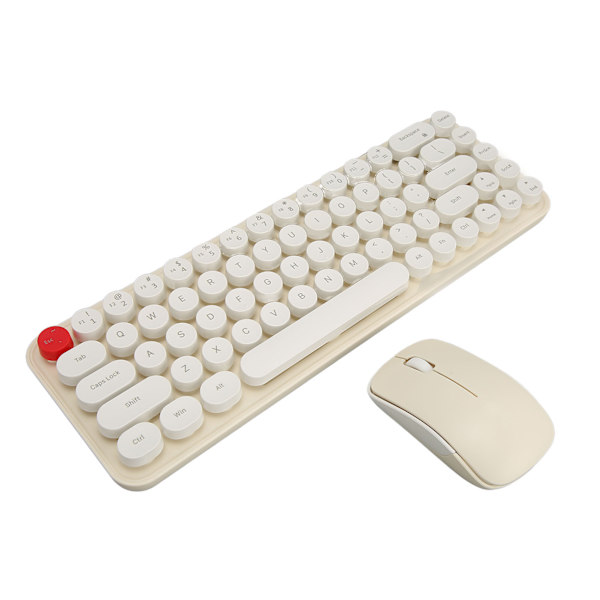 Trådlöst tangentbord Mus Combo Mini Bärbar Retro Silent 2.4G Trådlös 68 tangenter Office Tangentbord Mus Set Beige