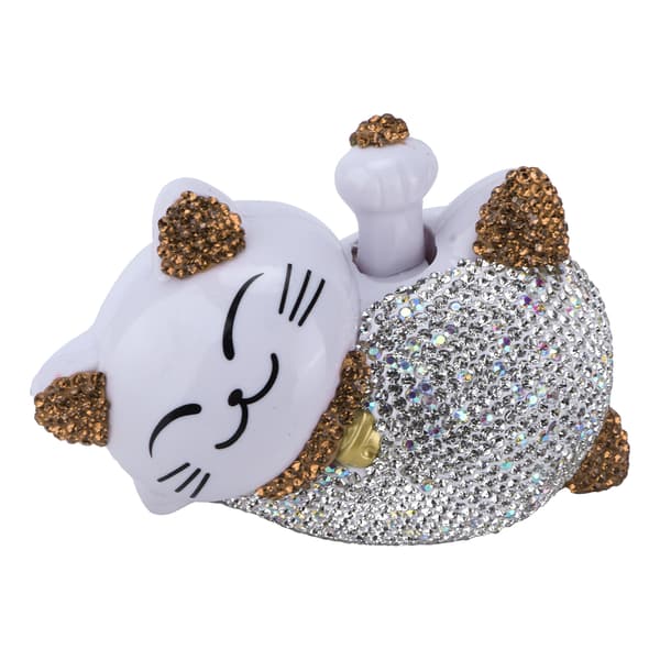 Fortune Lucky Cat Bilinteriørdekorasjon Bling Rhinestone Universal Midtkonsoll Dashbordpynt Figur Champagne Gull