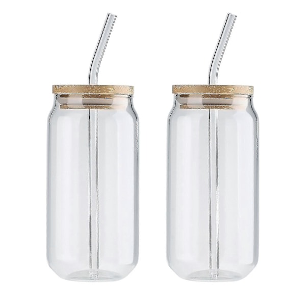 2 st - Iste Glas Cola Burk Glas Glas Dricksglas (395ml/580ml) L*bambu lock*sugrör