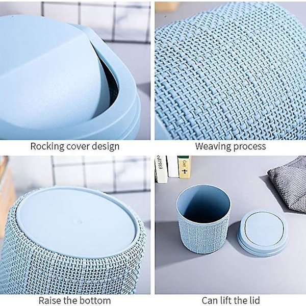 2 små papperskorgar för kontor Blå och vita mini papperskorgar 16 * 11,5 cm