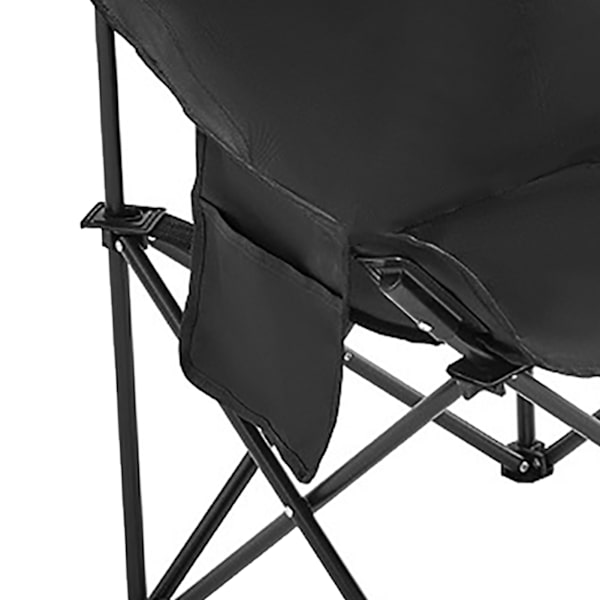 Fällbar campingstol med sidofickor Ergonomisk design Bärbar hopfällbar campingstol för picknick fiske Svart