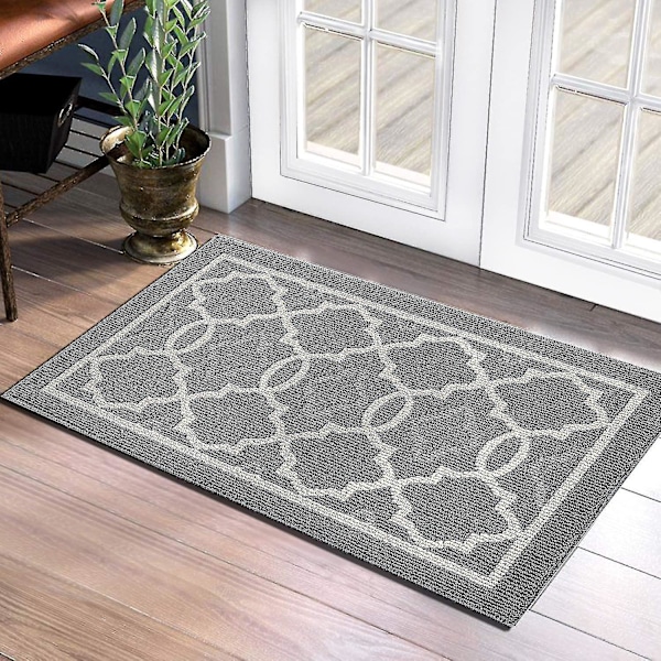 Halksäker Superabsorberande Dörrmatta Inomhus/Utomhus - Maskintvättbar (Mörkgrå, 50 x 80 cm)