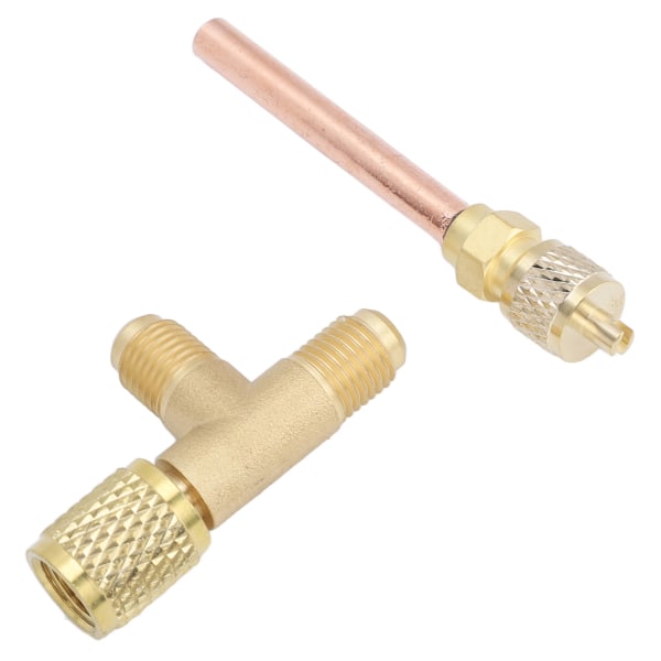 1/4 tum SAE T-adapter Inbyggd ventilkärna Snabbanslutning dubbel tätning för R22 R12 R134 vakuummätare