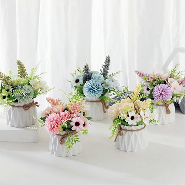 1 Set Konstgjord Blomma Realistisk Lättskött Simulerad Hortensia Blomma Krukväxt Dekoration H C