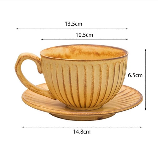 Kaffe Te Kopp och Fat Set Benporslin Keramik Europeisk Stil Latte Koppar Tekoppar Utsökt Frukostkopp Kan Användas Som Blandade Drinkar Vatten Cocktail