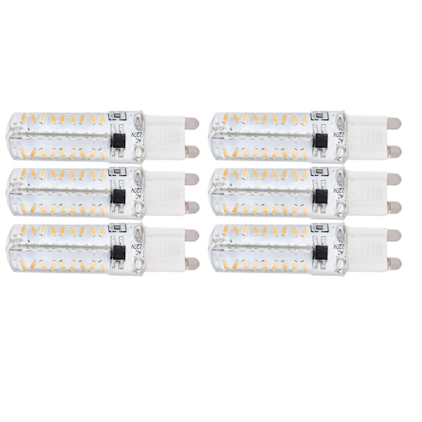 6 stk. G9 pære 72LED lille pære 5W 220V silikone loftslampe væglampe pære til hjem varmt lys