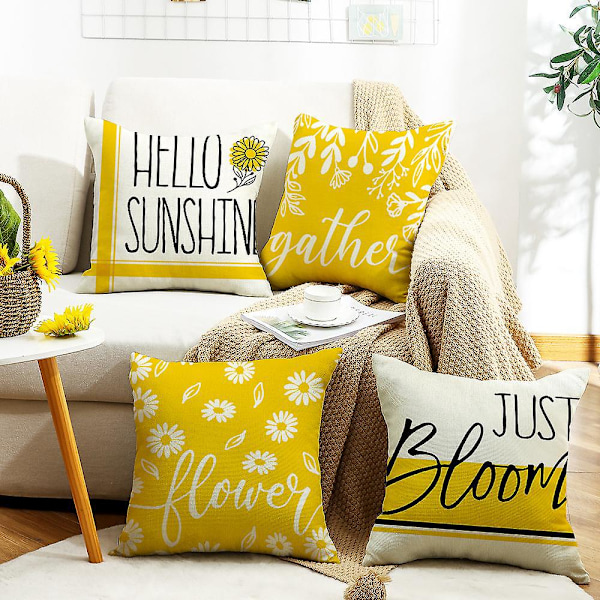 Sett med 4 stk Søte Enkle Putetrekk 45 x 45 cm, Putetrekk til Sofa Hjem Stue Soverom Dekor