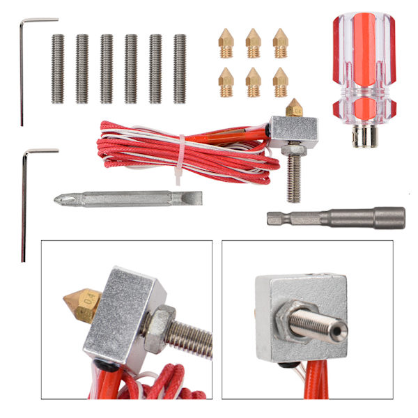3D-skrivartillbehör Munstycke Extruder Kit Extrusionshuvud 17PCS Kit
