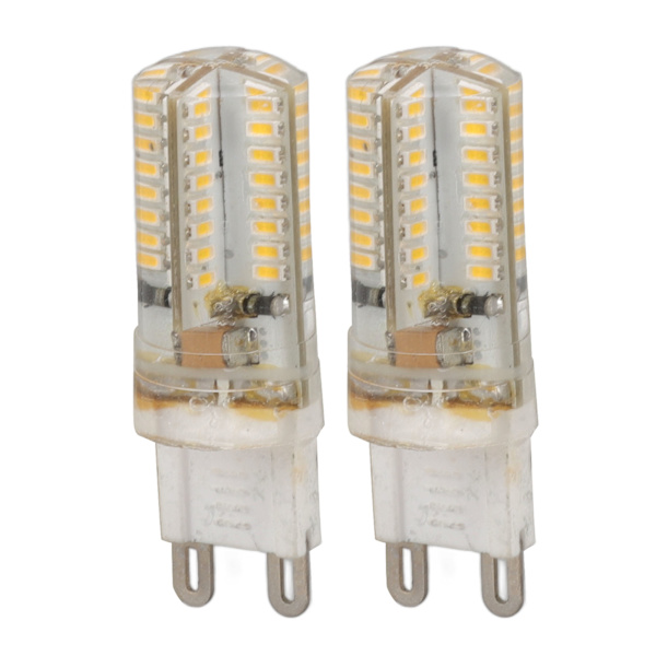 2 st G9 LED-lampor Professionella 64LEDs Hög Ljusstyrka Keramik Ljuskällor för Kronljusbelysning 3W AC110V