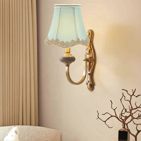 Lamparmskärm med klämma för glödlampa, tunna tyglampskärm, bordslampsskydd, ljuskrona, väggla