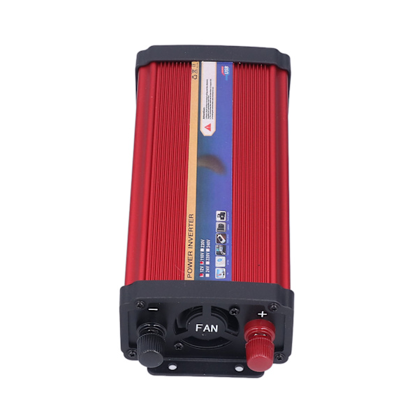 1000W Bilströminverter Modifierad Sinusvåg Dubbla USB-portar Snabbladdning Aluminiumlegering Röd 12V-110V