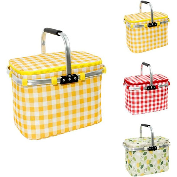 En grön hopfällbar picknickkorg 30L varukorg med lock och