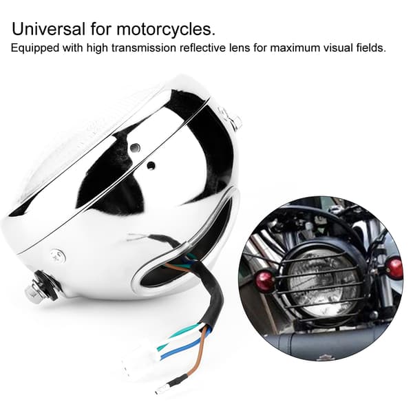 Universal Motorcykel Retro Sølv Skal Hvid Linse Forlygte Frontlygte til GN125